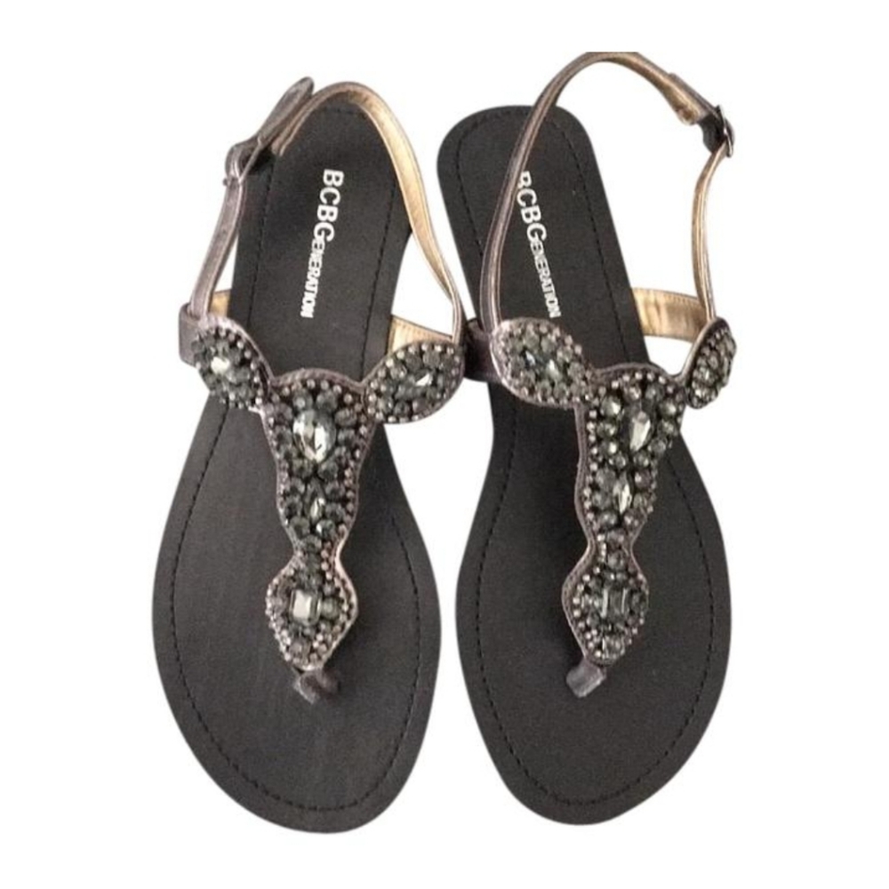 BCBG black rhinestone thong sandals